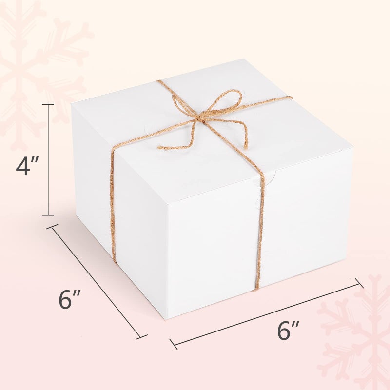 ValBox 6x6x4 Gift Boxes with 98ft Twine 20 Pack White Paper Gift Boxes with Lids for Gifts, Crafting Cupcake Boxes, Easy Assemble Bridesmaids Proposal Boxes - Image 2